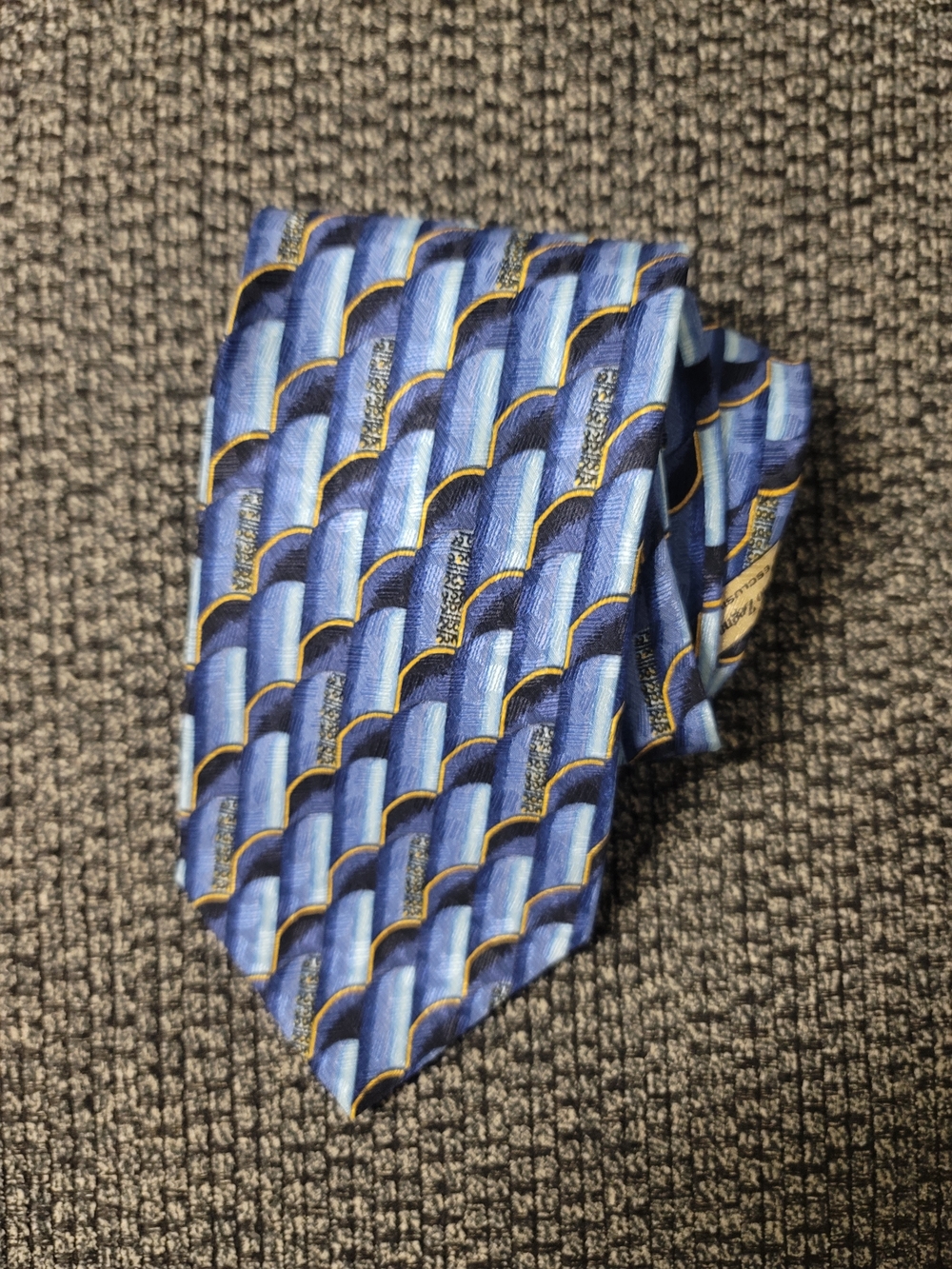 Ermenegildo Zegna Navy Gold Blue 100% Silk Tie